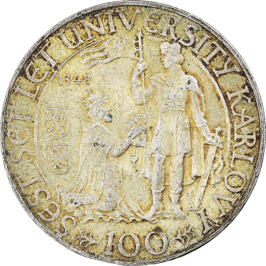 Moeda, Checoslováquia, 100 Korun, 1948, EF(40-45), Prata, KM:26