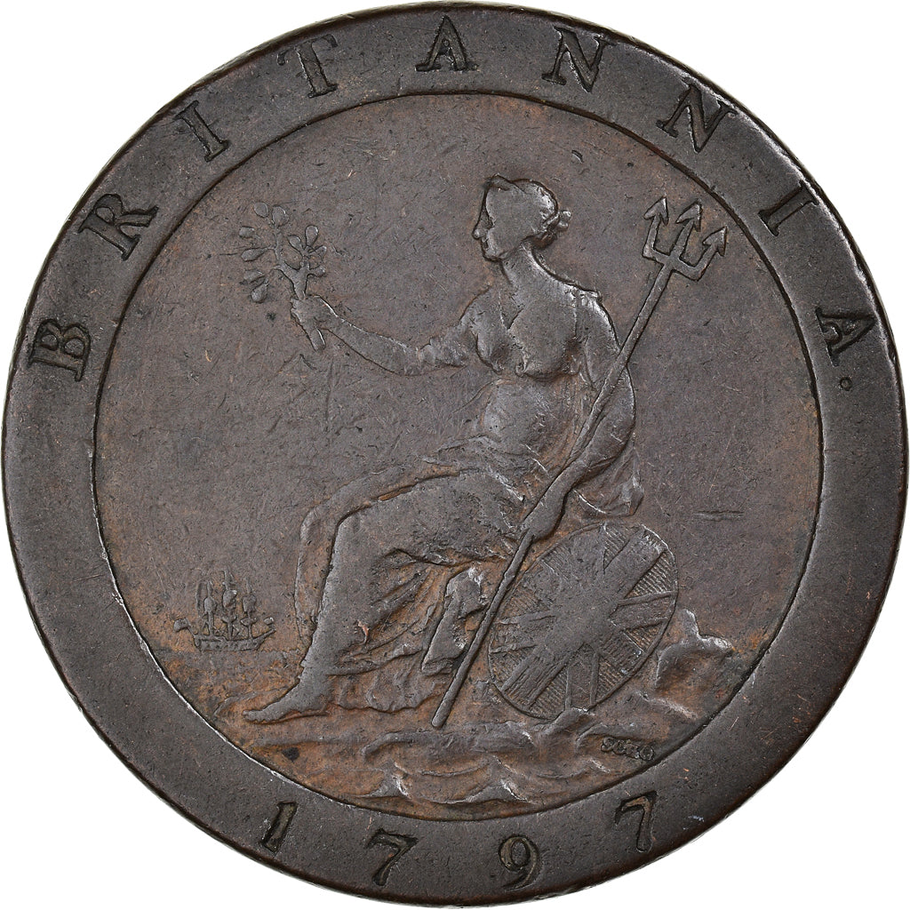 Coin, Great Britain, George III, Penny, 1797, VF(30-35), Copper, KM:618