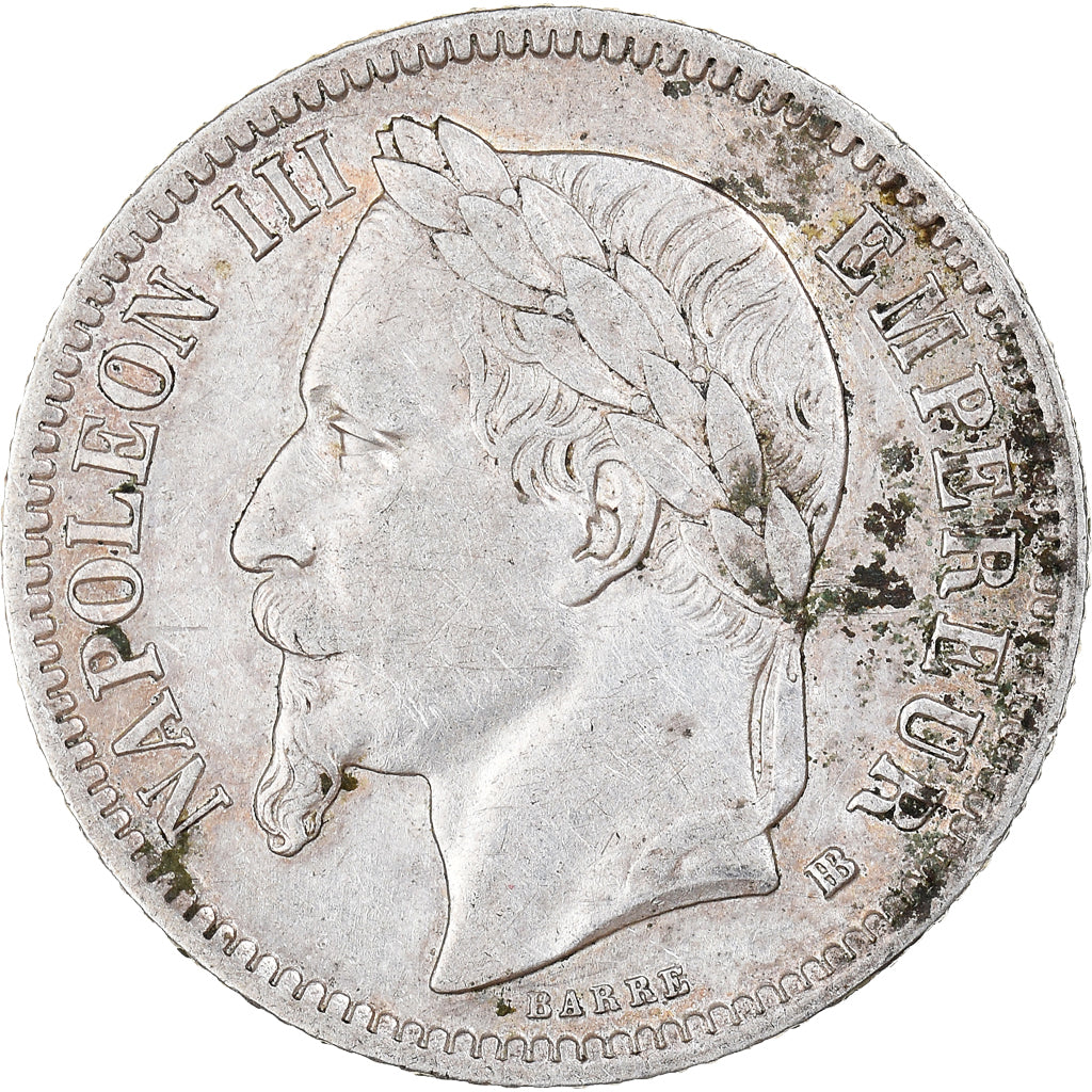 Munten, Frankrijk, Napoleon III, Franc, 1866, Strasbourg, ZF, Zilver, KM:806.2
