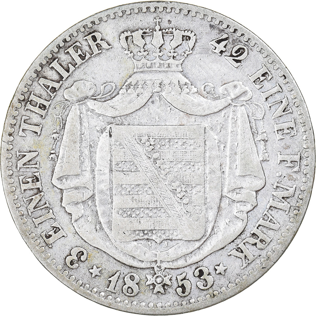 Coin, German States, SAXONY-ALBERTINE, Friedrich August II, 1/3 Thaler, 1/2
