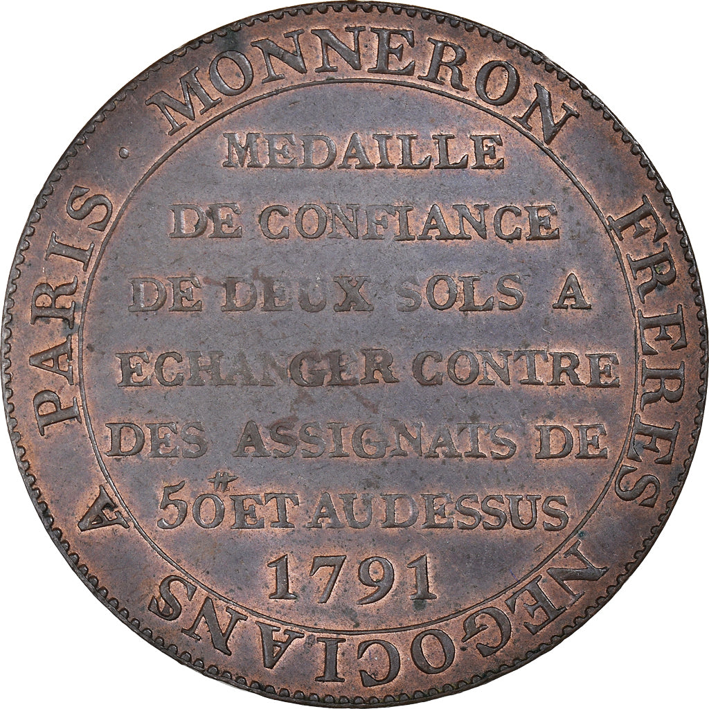 Moneta, Francia, 2 Sols, 1791, SPL, Bronzo, KM:Tn23, Brandon:217