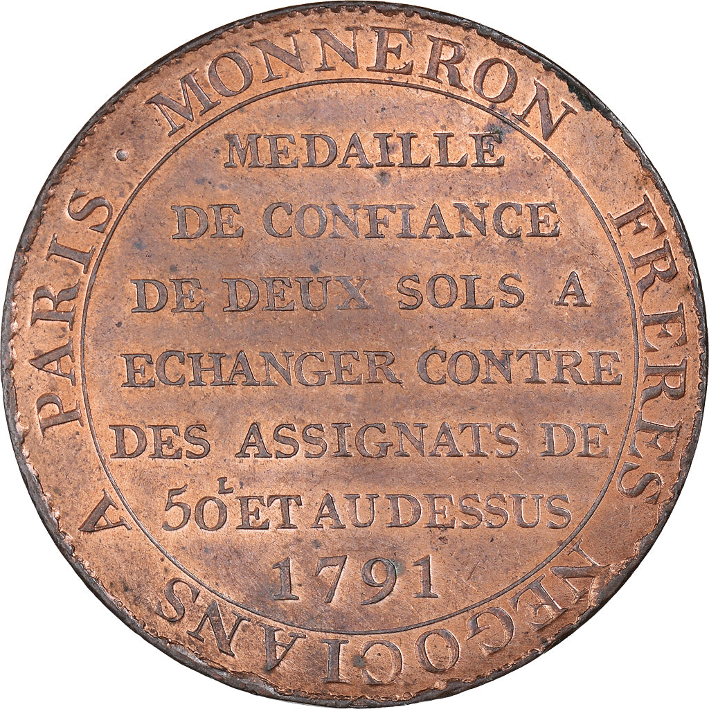 Coin, France, 2 Sols, 1791, MS(63), Bronze, KM:Tn23, Brandon:217