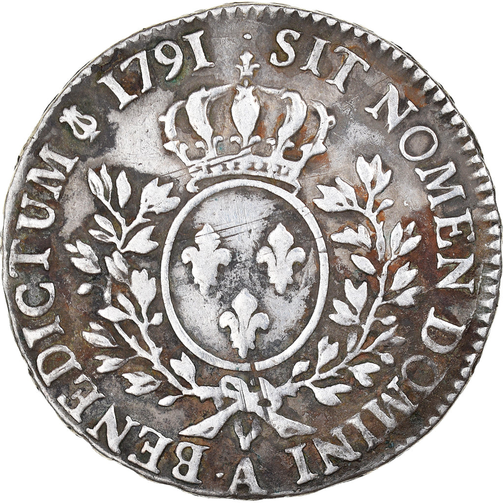 Coin, France, Louis XVI, 1/2 Ecu, 1791, Paris, Léopard, VF(30-35), Silver