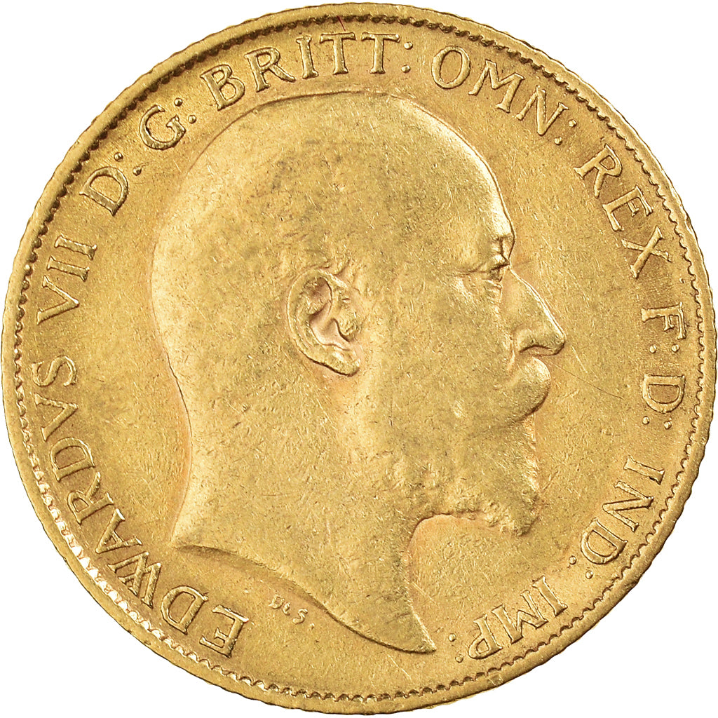 Coin, Great Britain, Edward VII, 1/2 Sovereign, 1906, EF(40-45), Gold, KM:804