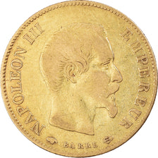 Moneda, Francia, Napoleon III, 10 Francs, 1859, Paris, BC+, Oro