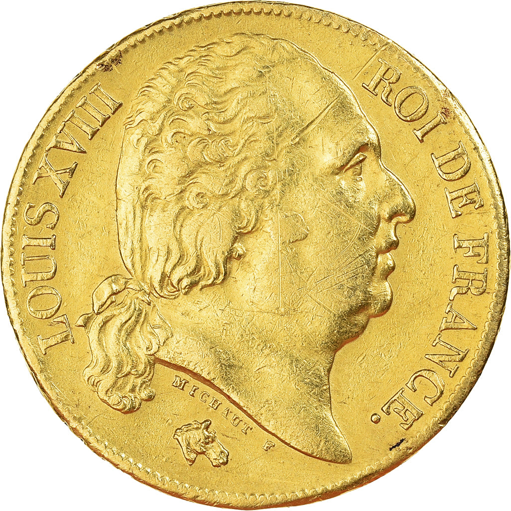 Coin, France, Louis XVIII, 20 Francs, 1818, Paris, EF(40-45), Gold, KM:712.1
