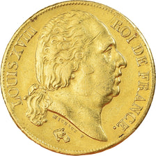 Coin, France, Louis XVIII, 20 Francs, 1818, Paris, EF(40-45), Gold, KM:712.1