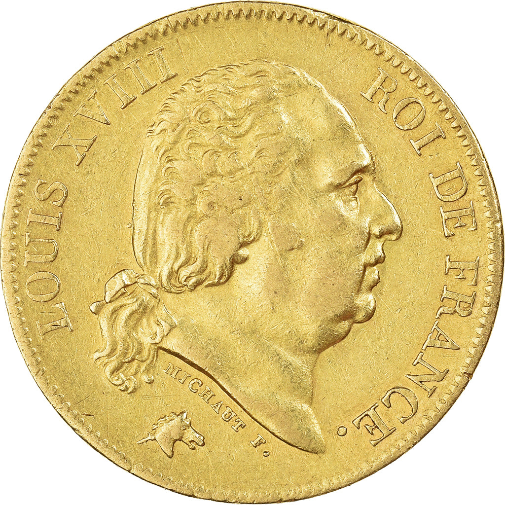 Coin, France, Louis XVIII, 40 Francs, 1818, Lille, EF(40-45), Gold, KM:713.6