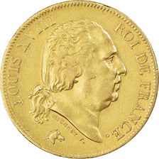 Coin, France, Louis XVIII, 40 Francs, 1818, Lille, EF(40-45), Gold, KM:713.6