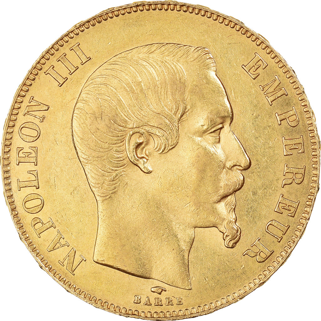 Munten, Frankrijk, Napoleon III, 50 Francs, 1858, Paris, ZF+, Goud, KM:785.1