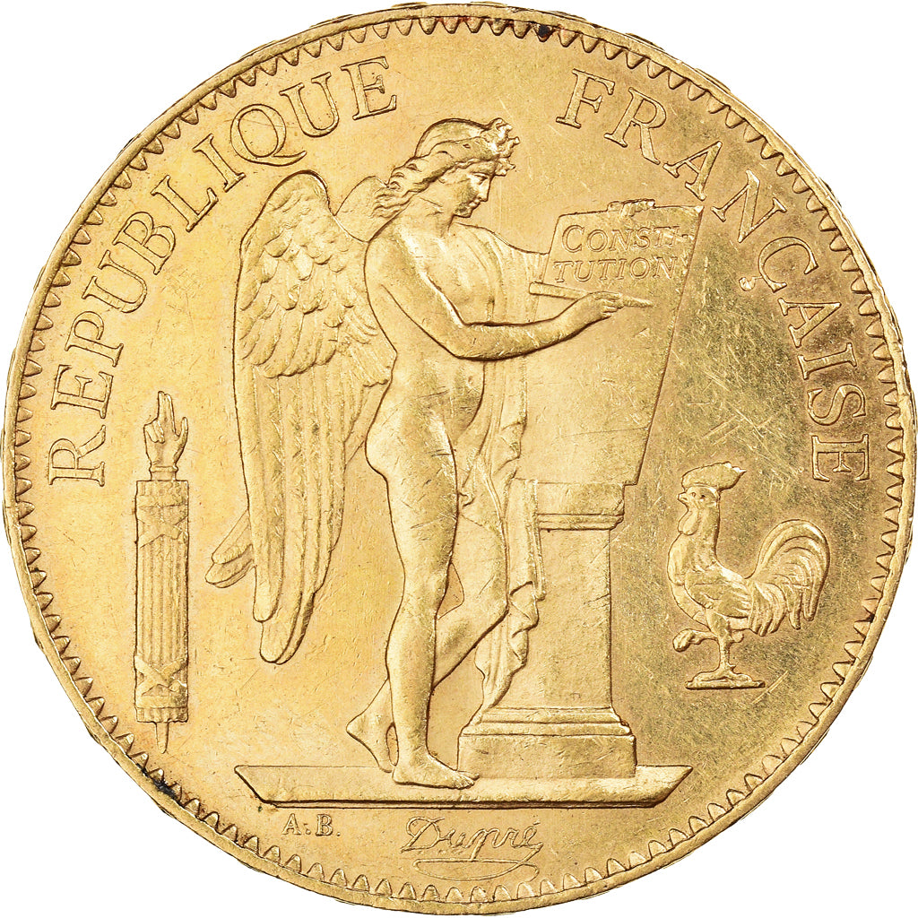 Moneda, Francia, Génie, 100 Francs, 1879, Paris, MBC+, Oro, KM:832