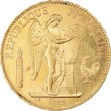 Moneda, Francia, Génie, 100 Francs, 1879, Paris, MBC+, Oro, KM:832