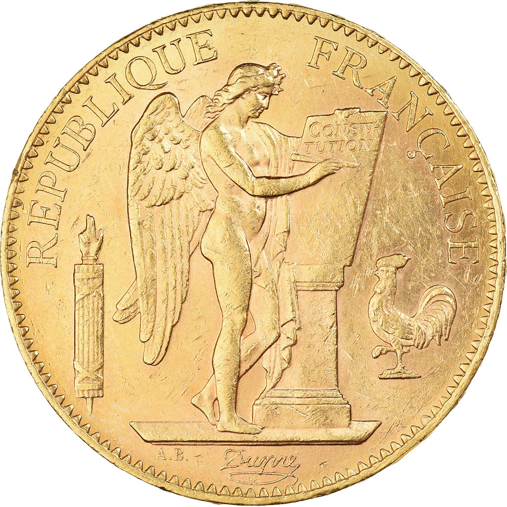 Moneta, Francja, Génie, 100 Francs, 1909, Paris, AU(55-58), Złoto, KM:858