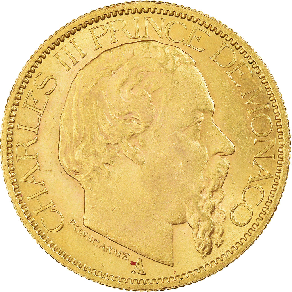 Coin, Monaco, Charles III, 100 Francs, Cent, 1886, Paris, AU(55-58), Gold, KM:99