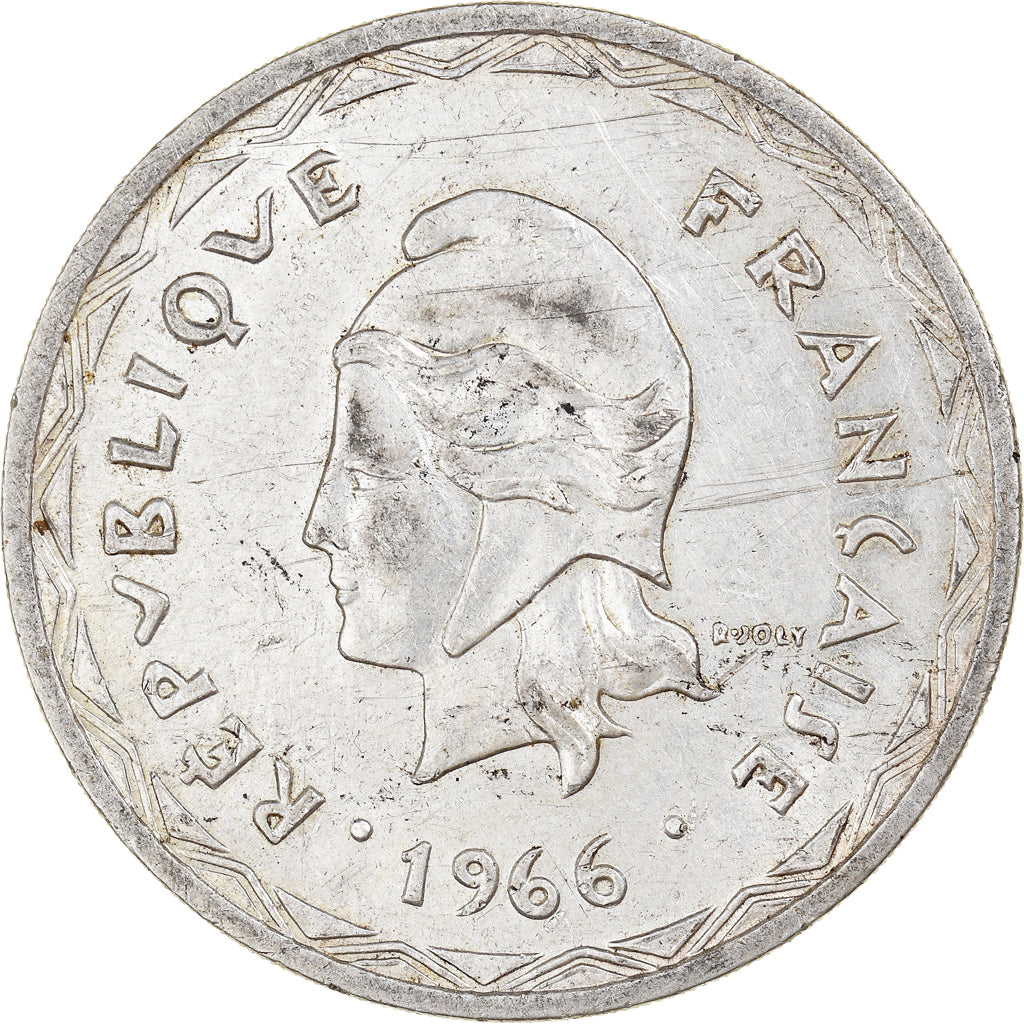 Moeda, Novas Hébridas, 100 Francs, 1966, Paris, EF(40-45), Prata, KM:1