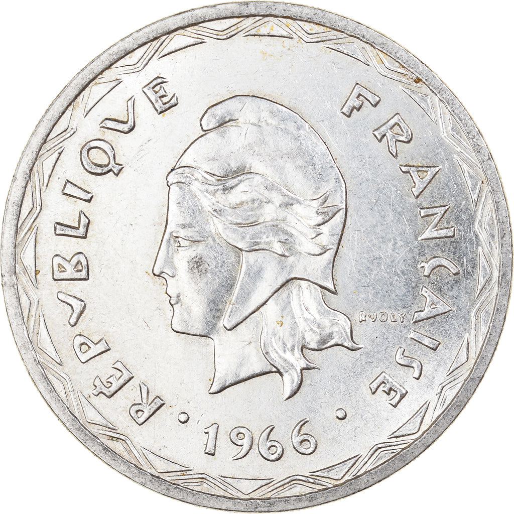 Moeda, Novas Hébridas, 100 Francs, 1966, Paris, AU(55-58), Prata, KM:1