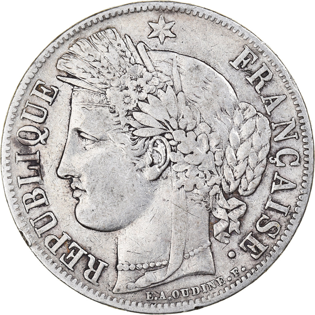 Moeda, França, Cérès, 5 Francs, 1850, Paris, VF(30-35), Prata, KM:761.1