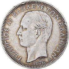 Coin, Greece, George I, 5 Drachmai, 1876, Paris, VF(30-35), Silver, KM:46