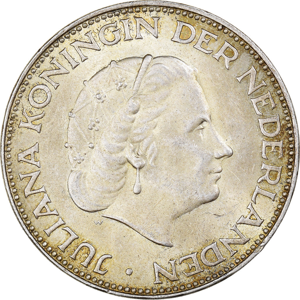 Coin, Netherlands, Juliana, 2-1/2 Gulden, 1959, AU(55-58), Silver, KM:185