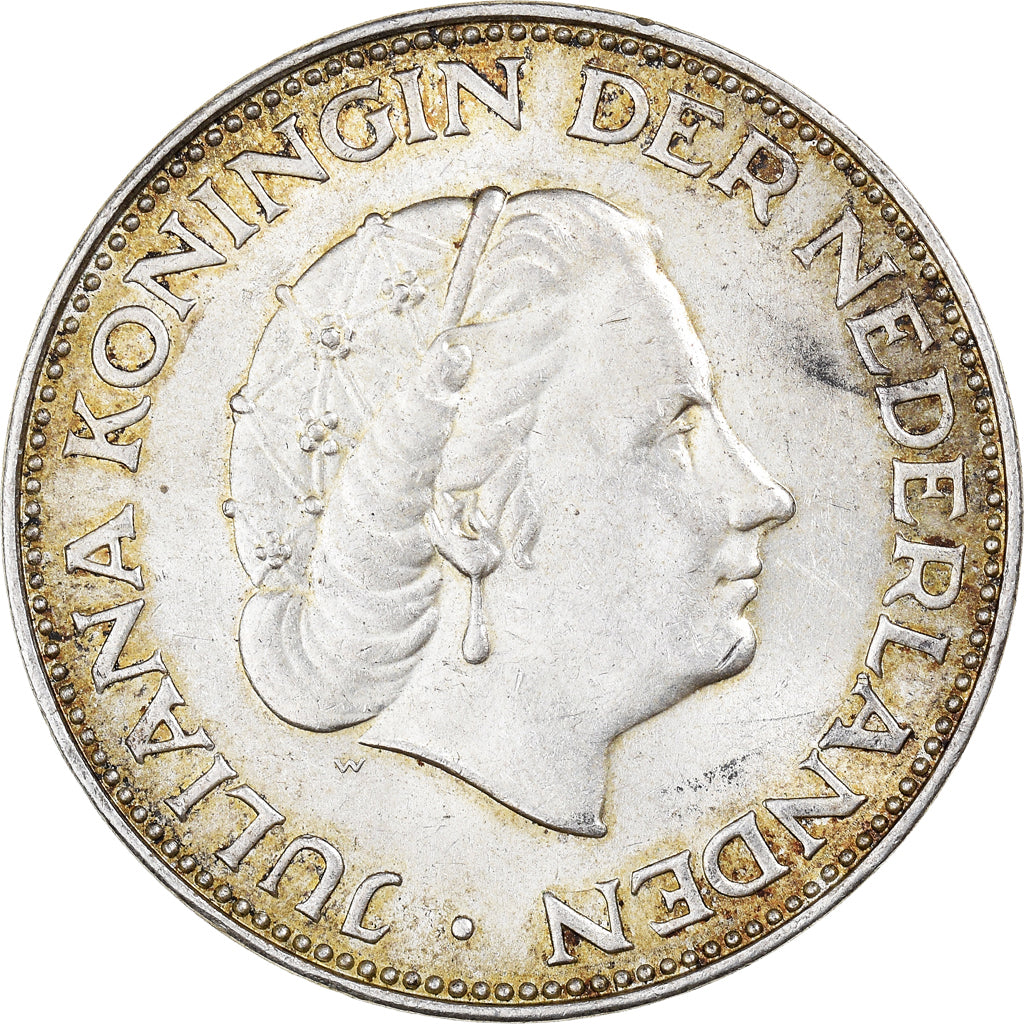 Coin, Netherlands, Juliana, 2-1/2 Gulden, 1960, MS(60-62), Silver, KM:185