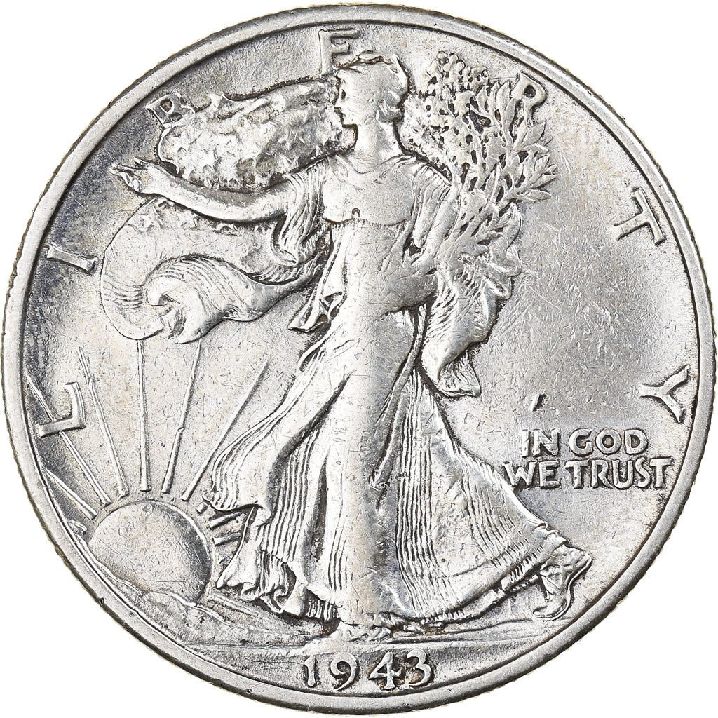 Coin, United States, Walking Liberty Half Dollar, Half Dollar, 1943, U.S. Mint