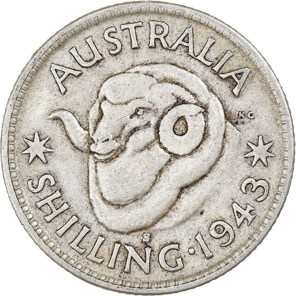 Münze, Australien, George VI, Shilling, 1943, San Francisco, SS, Silber, KM:39