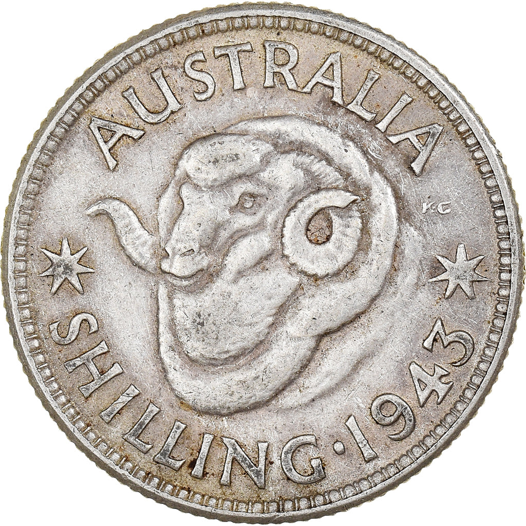 Coin, Australia, George VI, Shilling, 1943, Melbourne, AU(50-53), Silver, KM:39