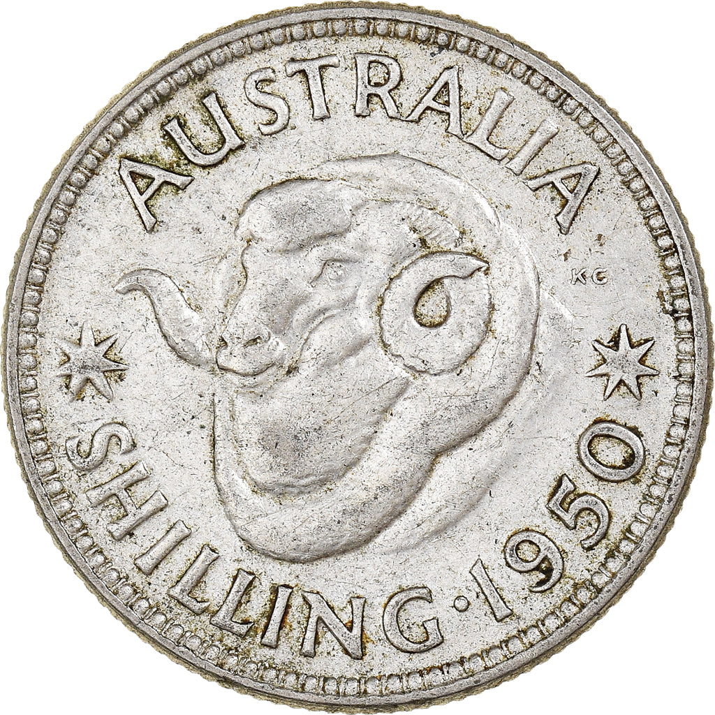 Coin, Australia, George VI, Shilling, 1950, Melbourne, EF(40-45), Silver, KM:46