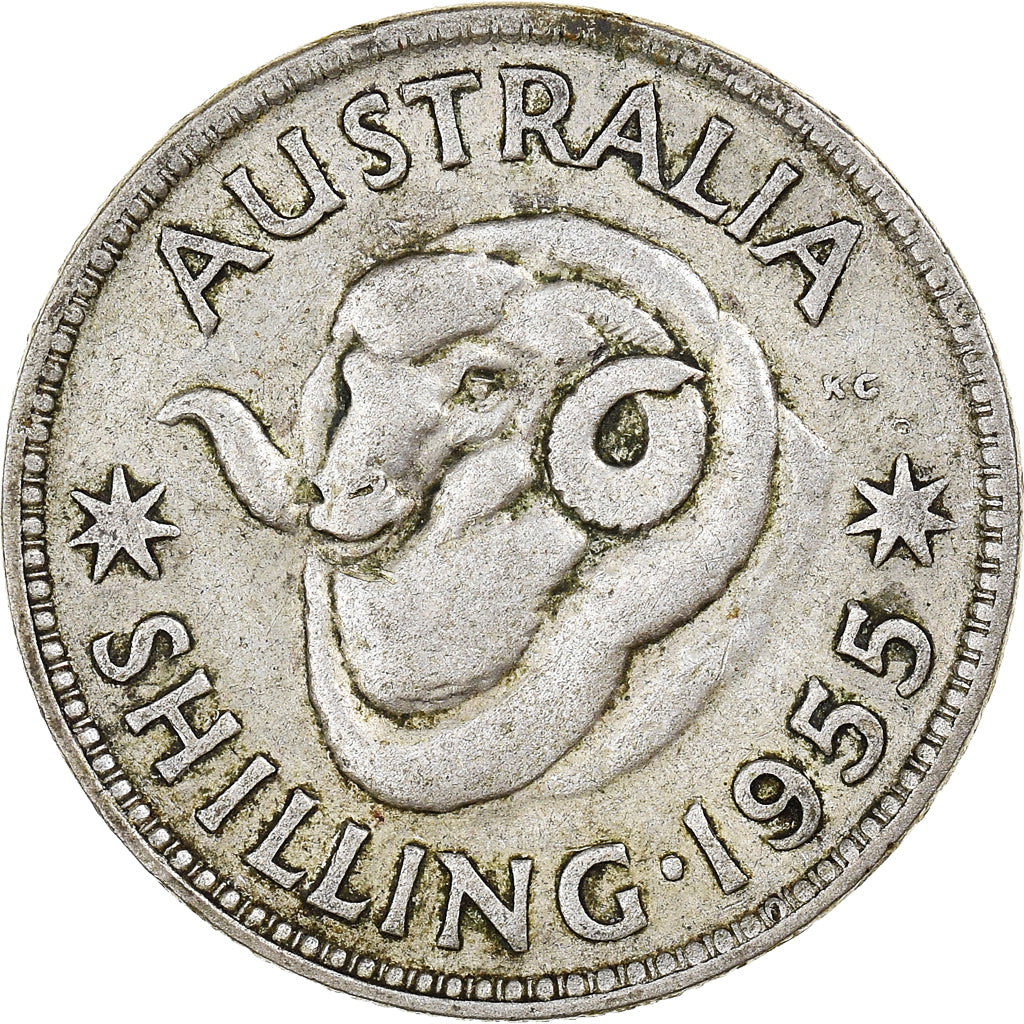 Coin, Australia, Elizabeth II, Shilling, 1955, Melbourne, VF(30-35), Silver
