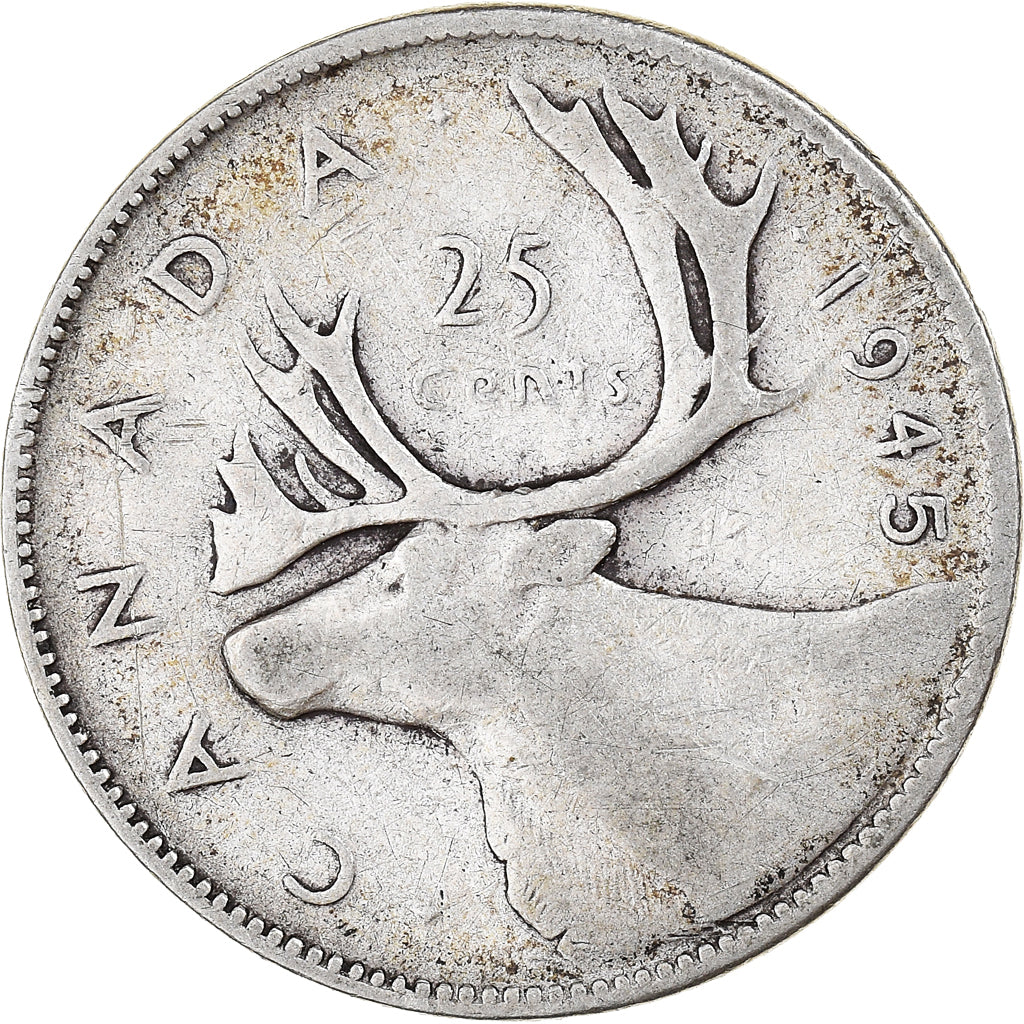 Coin, Canada, George VI, 25 Cents, 1945, Royal Canadian Mint, Ottawa, VF(20-25)