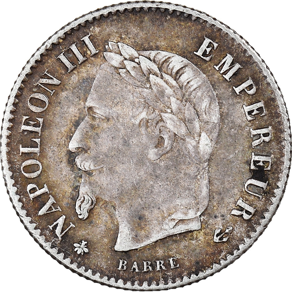 Moeda, França, Napoleon III, 20 Centimes, 1867, Paris, AU(55-58), Prata