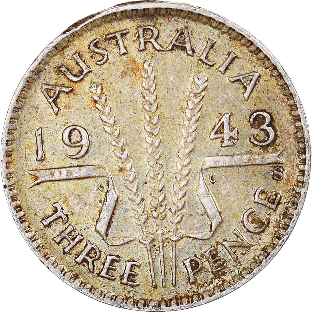 Münze, Australien, George VI, Threepence, 1943, San Francisco, VZ, Silber