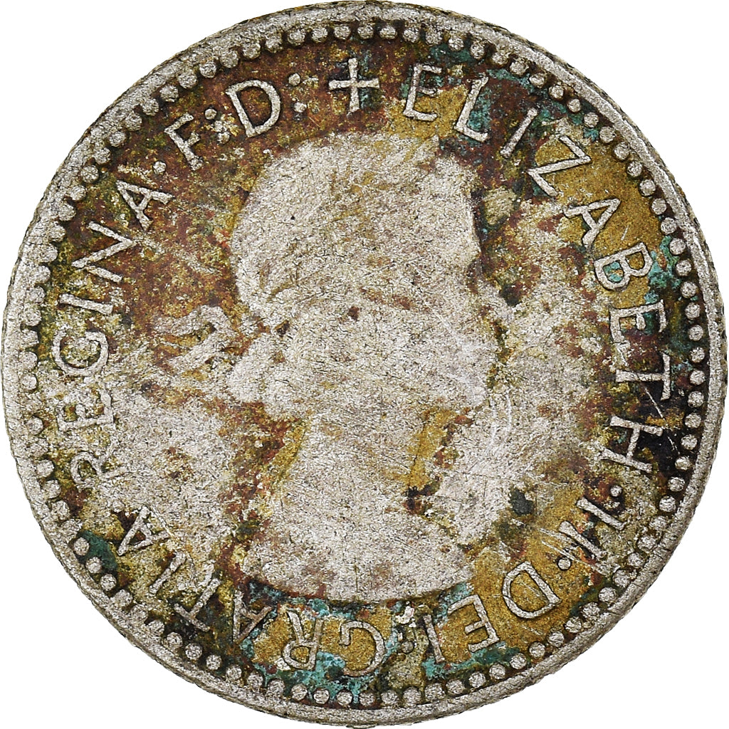 Coin, Australia, Elizabeth II, Sixpence, 1955, Melbourne, VF(30-35), Silver