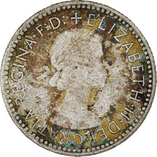 Coin, Australia, Elizabeth II, Sixpence, 1955, Melbourne, VF(30-35), Silver