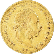 Munten, Hongarije, Franz Joseph I, 4 Forint 10 Francs, 1884, ZF+, Goud, KM:466