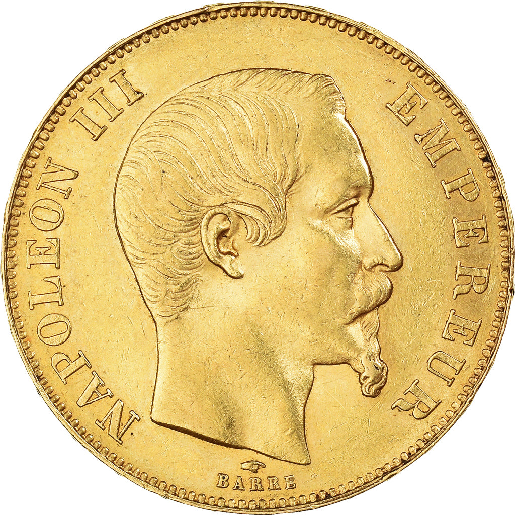 Coin, France, Napoleon III, 50 Francs, 1857, Paris, AU(50-53), Gold, KM:785.1