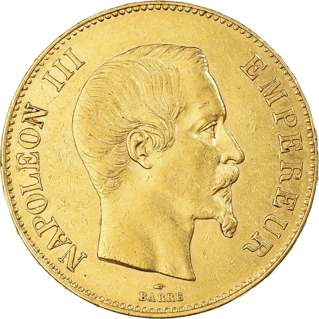 Coin, France, Napoleon III, 100 Francs, 1858, Paris, AU(50-53), Gold, KM:786.1
