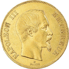 Coin, France, Napoleon III, 100 Francs, 1858, Paris, AU(50-53), Gold, KM:786.1