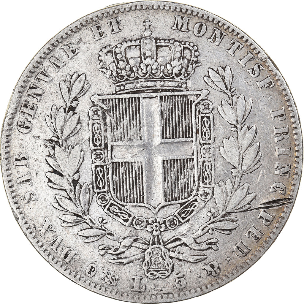Munten, Italiaanse staten, SARDINIA, Carlo Alberto, 5 Lire, 1840, Genoa, FR+