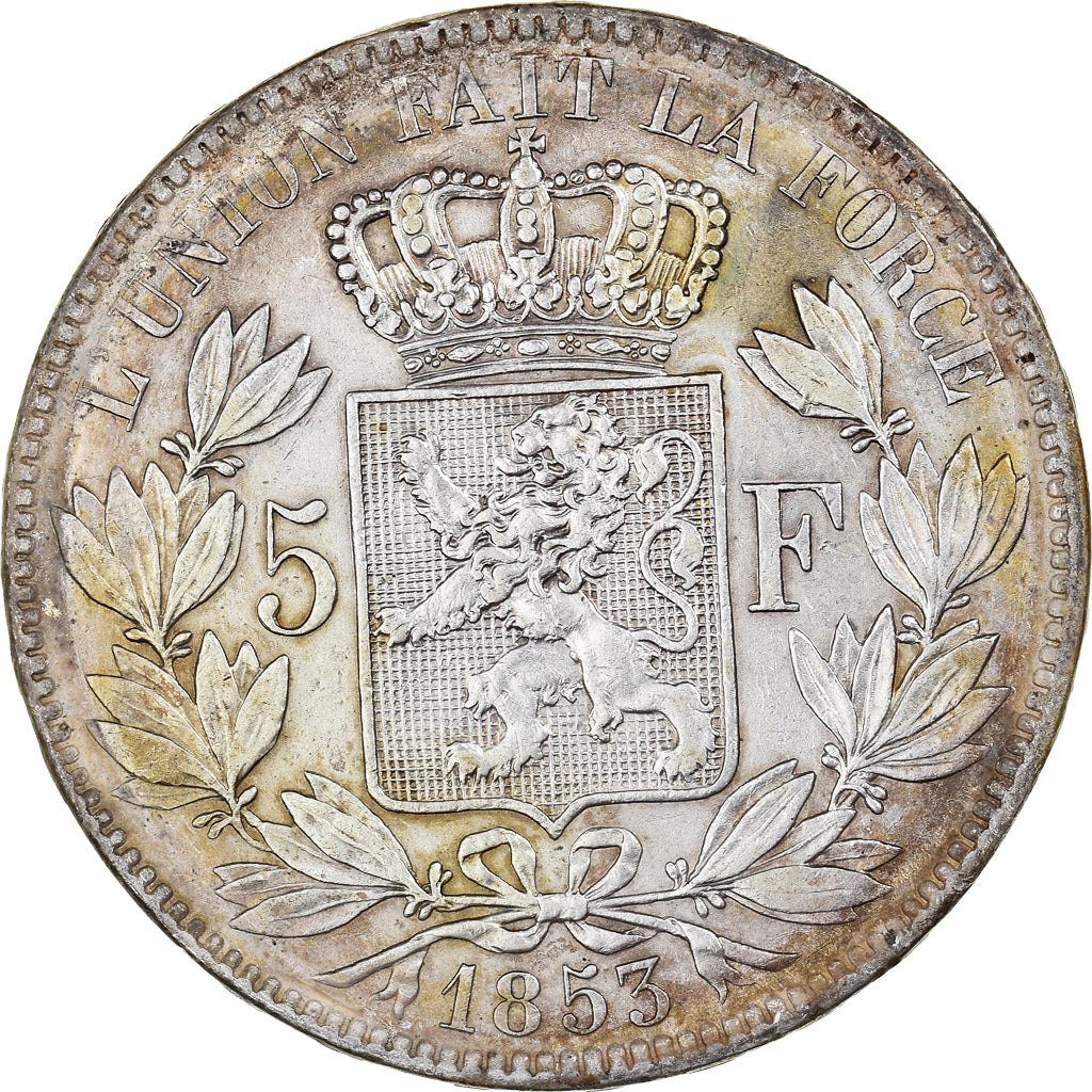 Coin, Belgium, Leopold I, 5 Francs, 5 Frank, 1853, AU(50-53), Silver, KM:17
