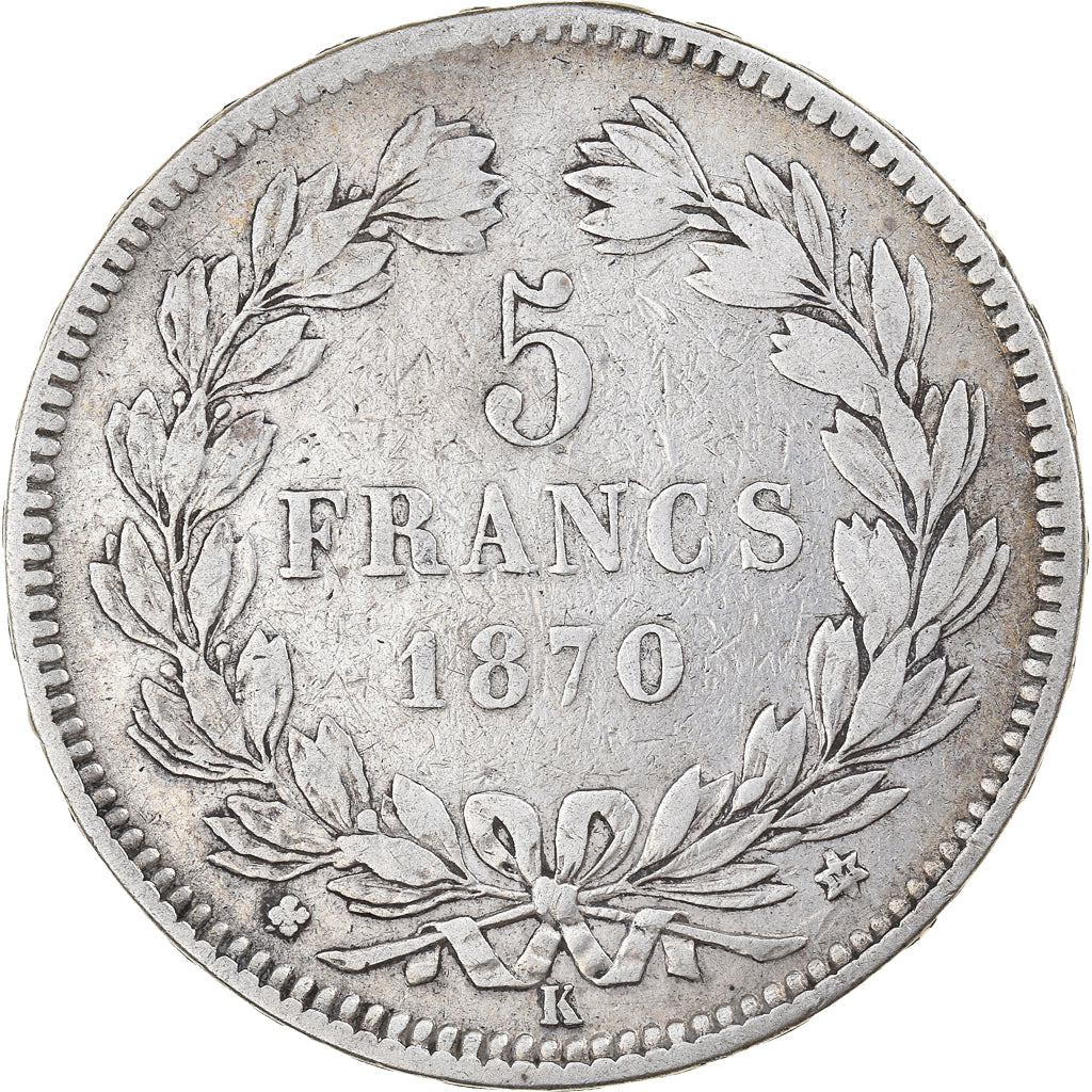 Coin, France, Cérès, 5 Francs, 1870, Bordeaux, VF(30-35), Silver, KM:818.2