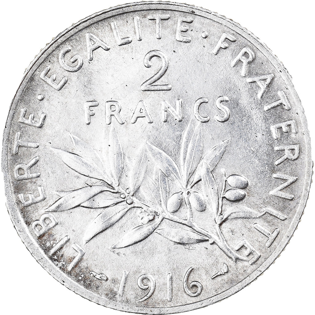 Moneta, Francia, Semeuse, 2 Francs, 1916, Paris, SPL, Argento, KM:845.1