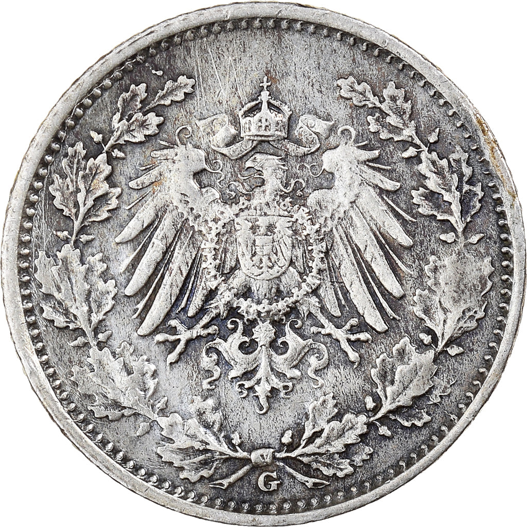 Moneta, GERMANIA - IMPERO, 1/2 Mark, 1918, Karlsruhe, MB+, Argento, KM:17