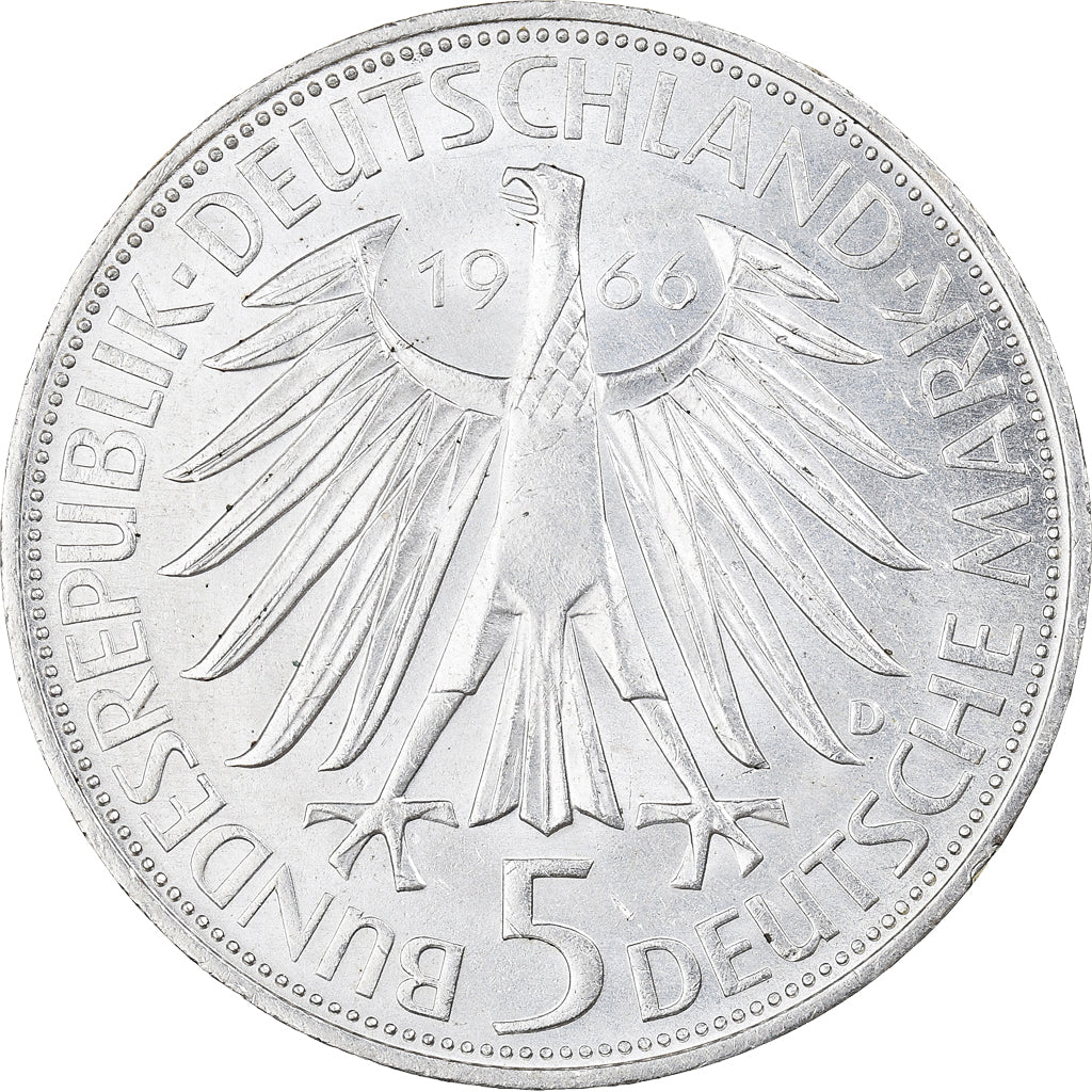 Coin, GERMANY - FEDERAL REPUBLIC, 5 Mark, 1966, Munich, Germany, AU(55-58)