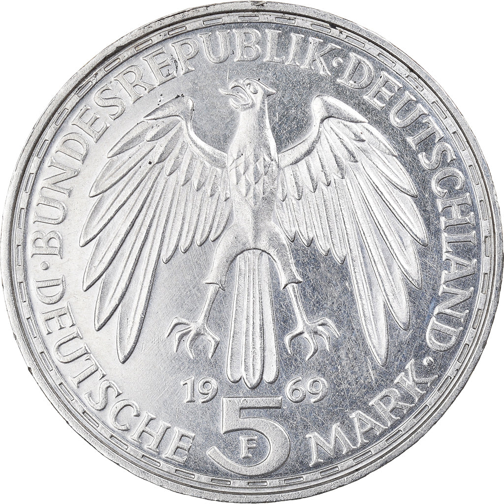 Coin, GERMANY - FEDERAL REPUBLIC, 5 Mark, 1969, Stuttgart, Germany, MS(63)