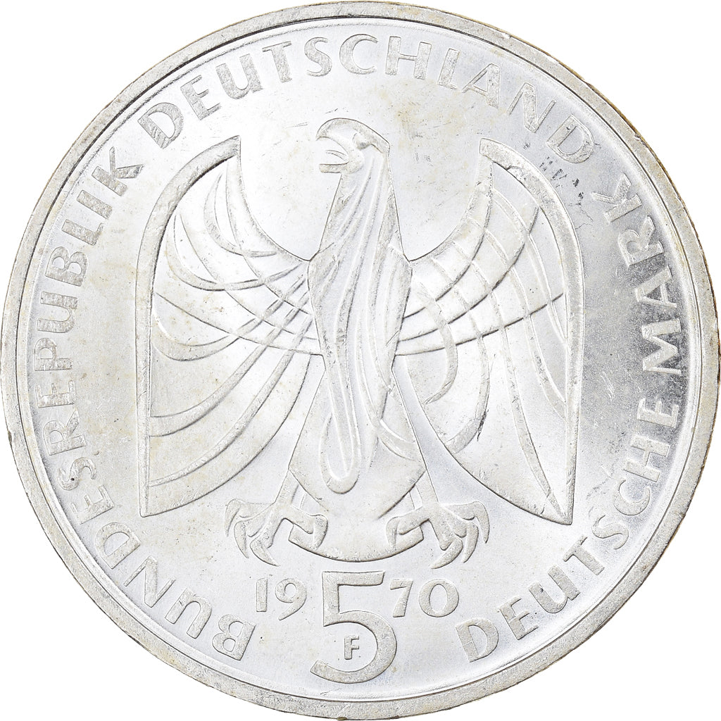 Coin, GERMANY - FEDERAL REPUBLIC, 5 Mark, 1970, Stuttgart, Germany, MS(63)