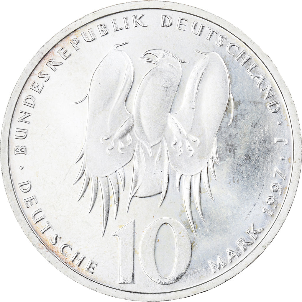 Coin, GERMANY - FEDERAL REPUBLIC, 10 Mark, 1997, Hambourg, MS(63), Silver