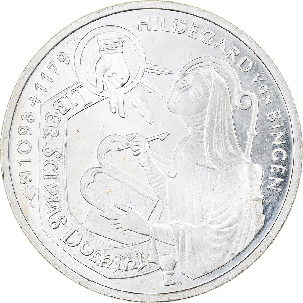 Coin, GERMANY - FEDERAL REPUBLIC, 10 Mark, 1998, Karlsruhe, MS(63), Silver