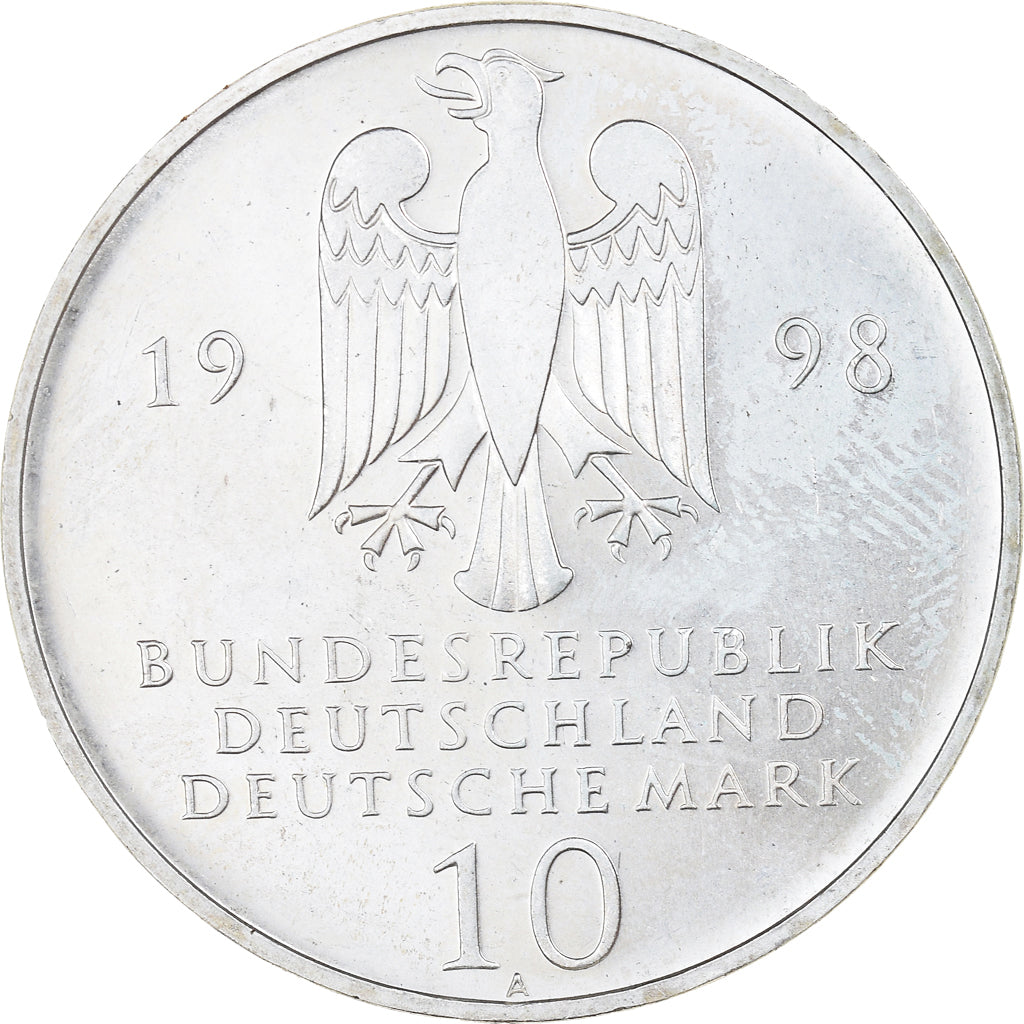 Coin, GERMANY - FEDERAL REPUBLIC, 10 Mark, 1998, Berlin, MS(63), Silver, KM:194