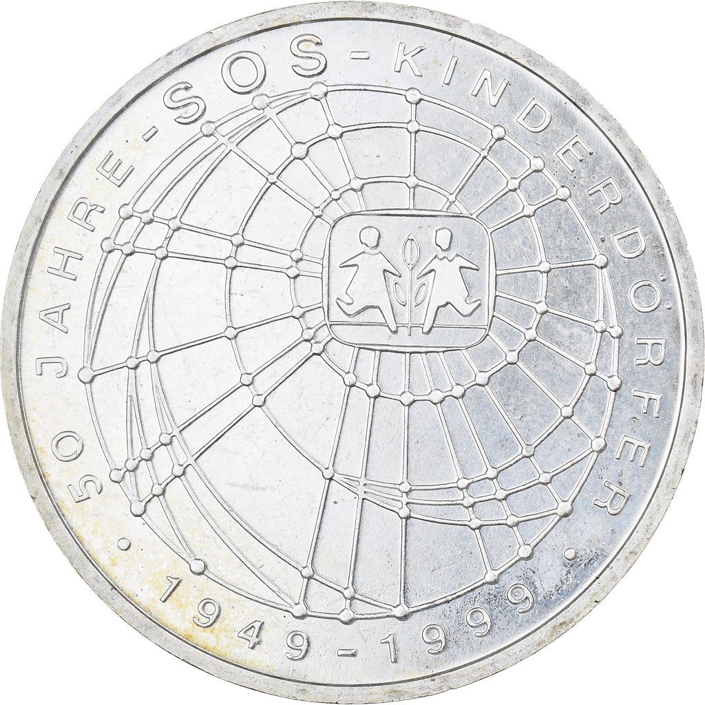 Moneta, GERMANIA - REPUBBLICA FEDERALE, 10 Mark, 1999, Hamburg, SPL, Argento